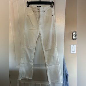 Express white cropped flare high rise size 4